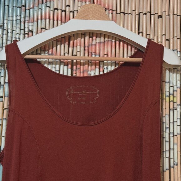 PERUVIAN CONNECTION Seabreeze Asymmetric Hem Pima & Modal Tank, Burnt Sienna, L - Picture 3 of 16